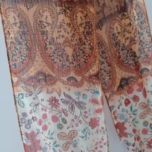 Floral Paisley Lightweight Women’s Scarf - Rust & Cream